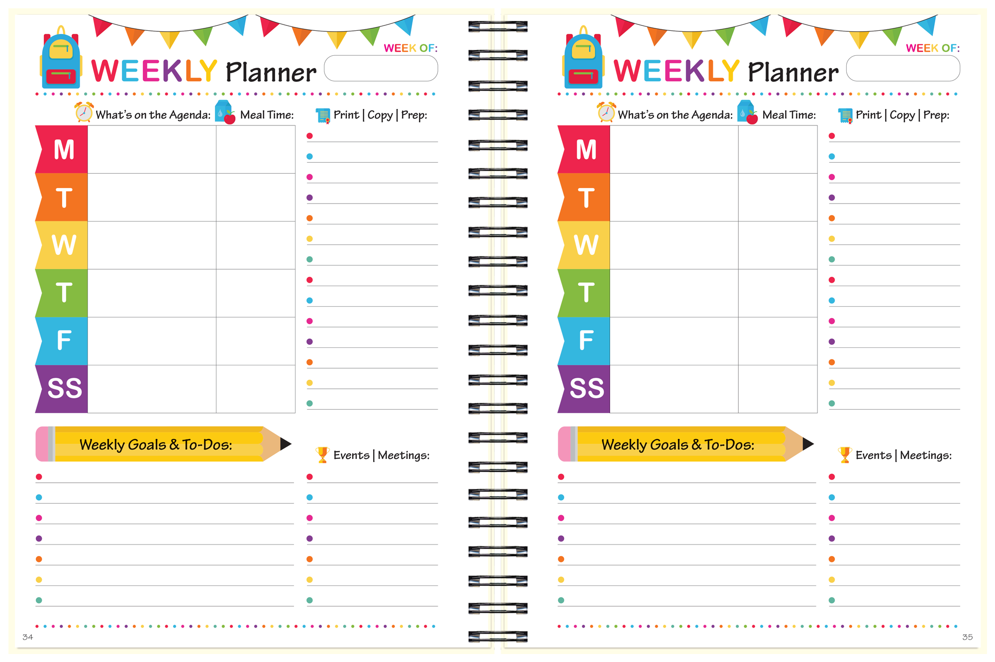 primary school weekly planner template